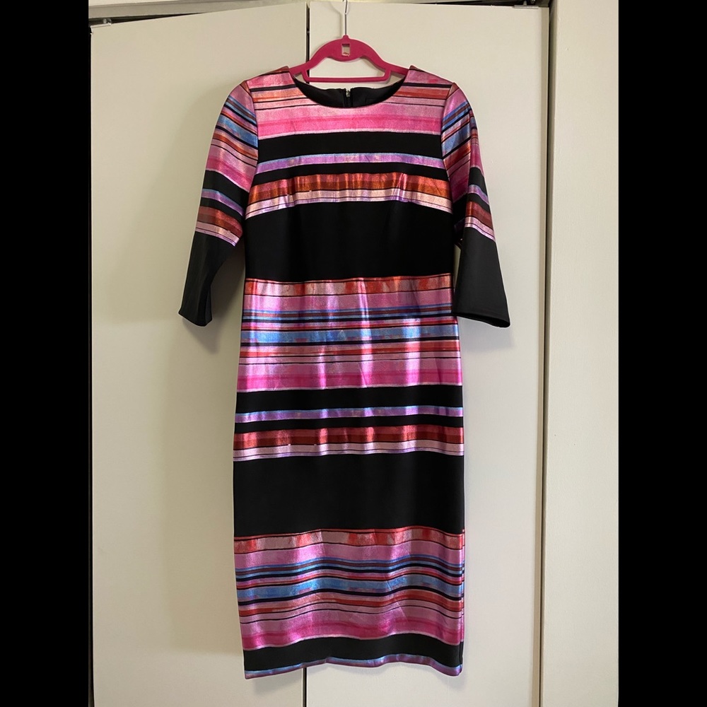 Gorgeous new eci dress 8 metallic pink stripe